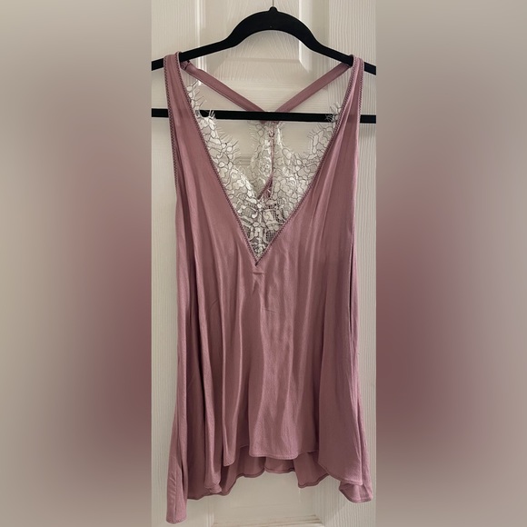 NWT Lace Trim Tank Top Mauve Small - Picture 2 of 5